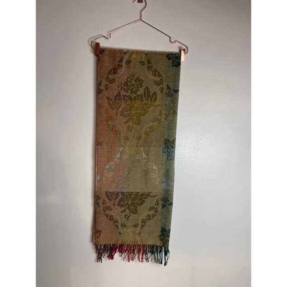 Vintage Corrierildo Italy Wool Reversible Fringe Blanket Scarf Winter Shawl - Picture 7 of 12